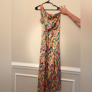 Colorful Leaf Print Maxi Dress